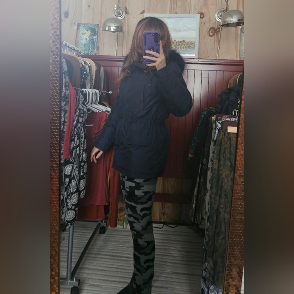 ⭐️ Army Yves Salomon genuine fur lined navy blue parka size 32 - Picture 16 of 16